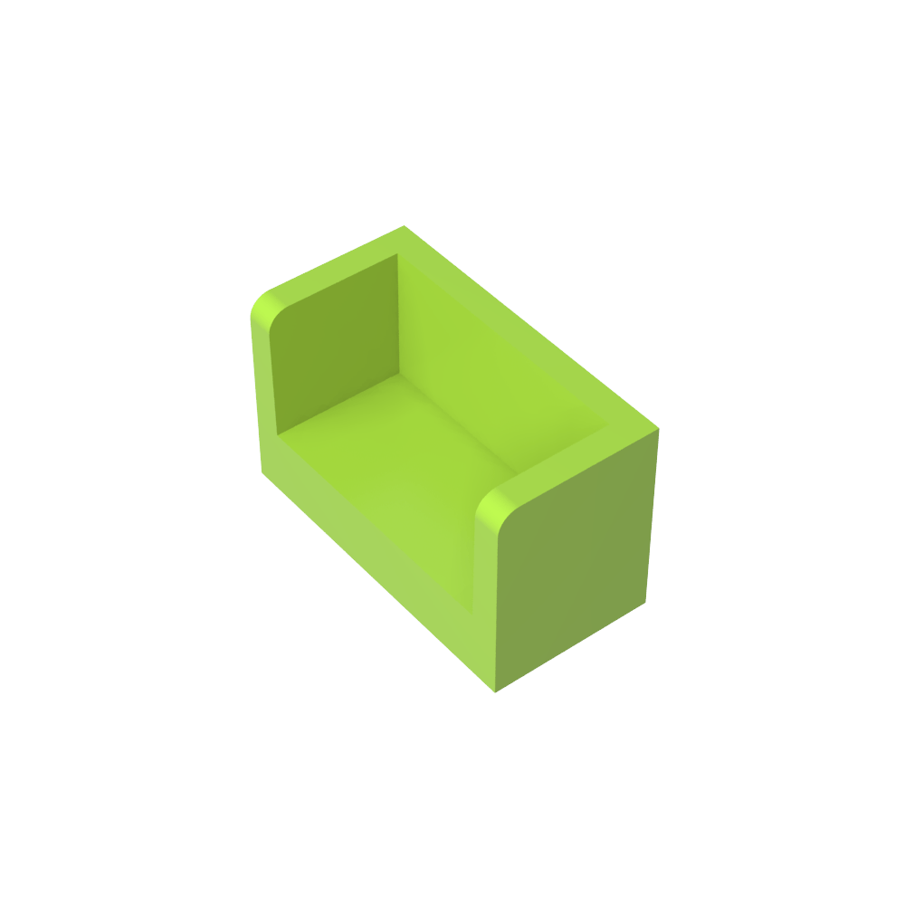 Panel 1 x 2 x 1 con esquinas redondeadas y 2 lados-MyGobricksEs