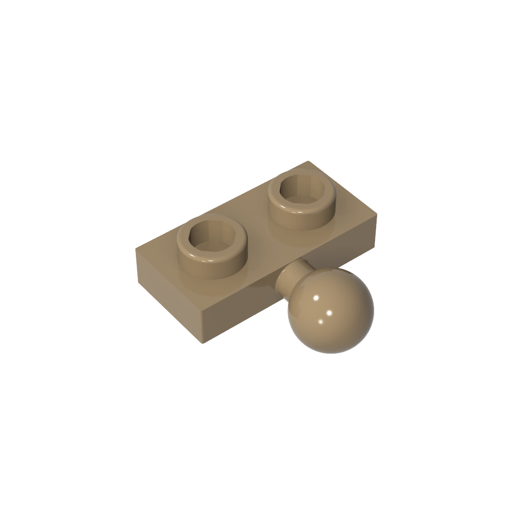 Placa especial 1 x 2 con bola de remolque central lateral de 5,9 mm-MyGobricksEs