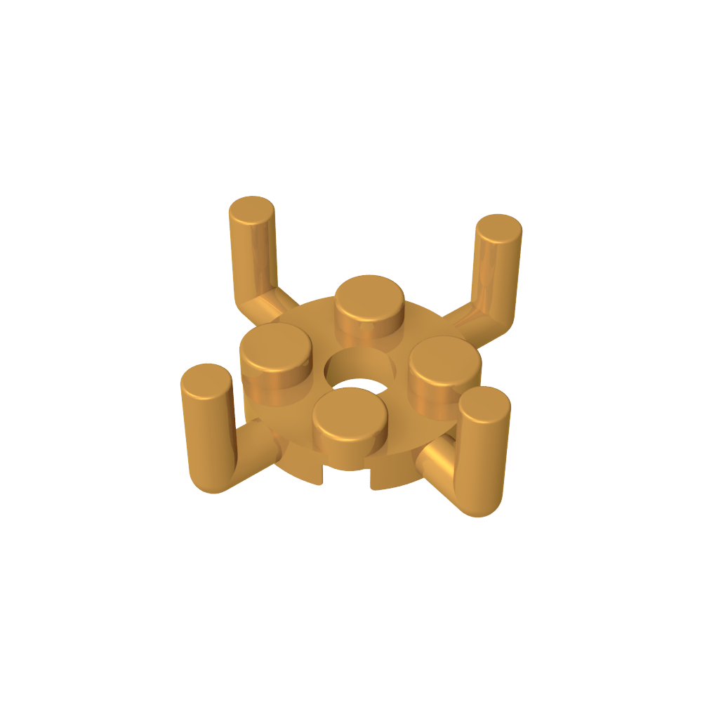 Plato Redondo 2 x 2 con Pin Hole y 4 Brazos Arriba-MyGobricksEs