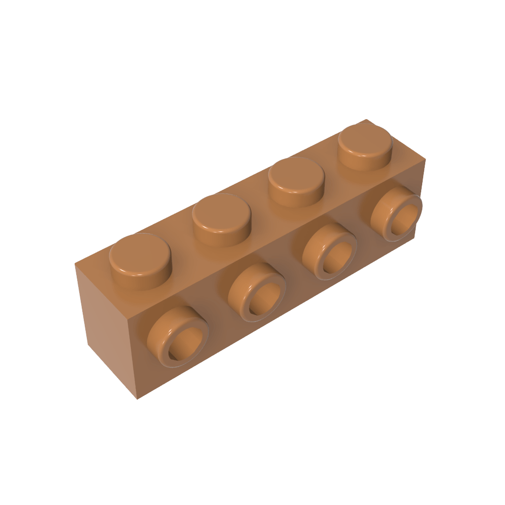 Ladrillo especial 1 x 4 con 4 montantes en un lado-MyGobricksEs