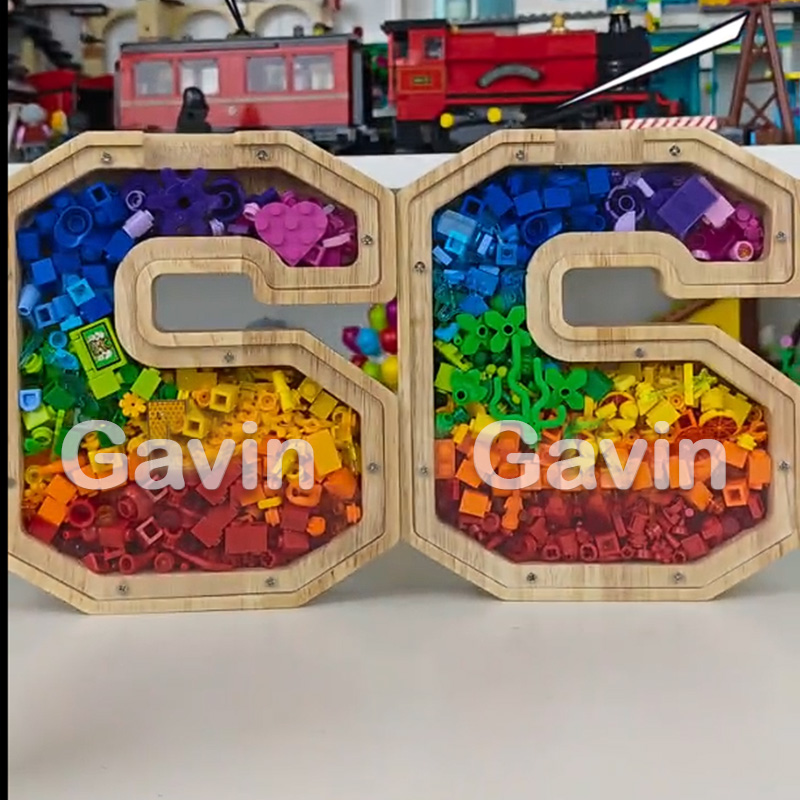 Alcancía infantil de madera con números de la suerte, el mejor regalo de cumpleaños.