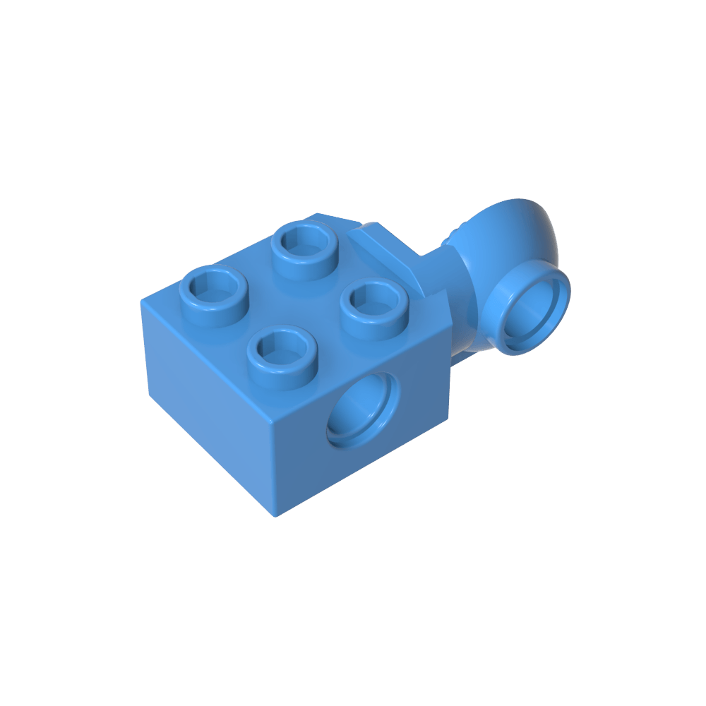 Bloque técnico especial 2 x 2 con orificio para pasador y articulación giratoria con media bola [lado vertical]-MyGobricksEs