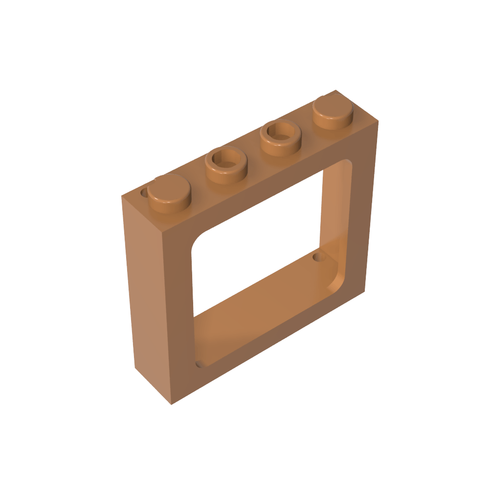 Ventana de tren de 1 x 4 x 3 con orificios para contraventanas y montantes sólidos en los extremos-MyGobricksEs
