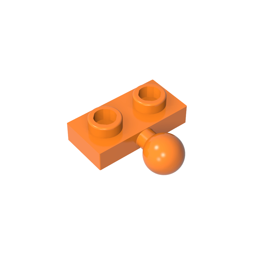 Placa especial 1 x 2 con bola de remolque central lateral de 5,9 mm-MyGobricksEs