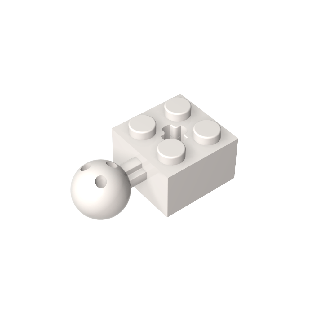 Ladrillo Technic Modificado 2 x 2 con Bola y Orificio para Eje, con 6 Agujeros en Bola-MyGobricksEs