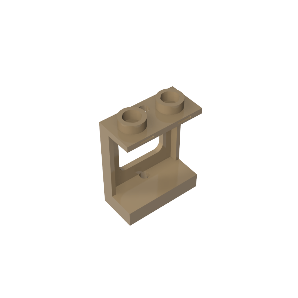 Ventana de 1 x 2 x 2, plano, un solo orificio superior e inferior para vidrio-MyGobricksEs