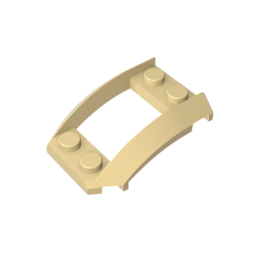 Paso de rueda, cuña 4 x 3 abierta con recorte y cuatro pernos-MyGobricksEs