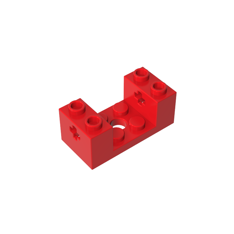 Ladrillos de 2x4x1-1/3 con recortes de 2x2 y orificios para ejes