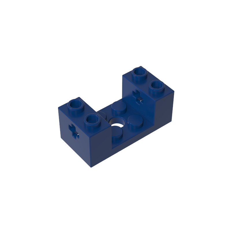 Ladrillos de 2x4x1-1/3 con recortes de 2x2 y orificios para ejes