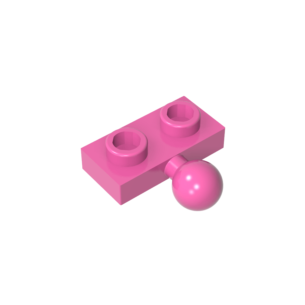 Placa especial 1 x 2 con bola de remolque central lateral de 5,9 mm-MyGobricksEs