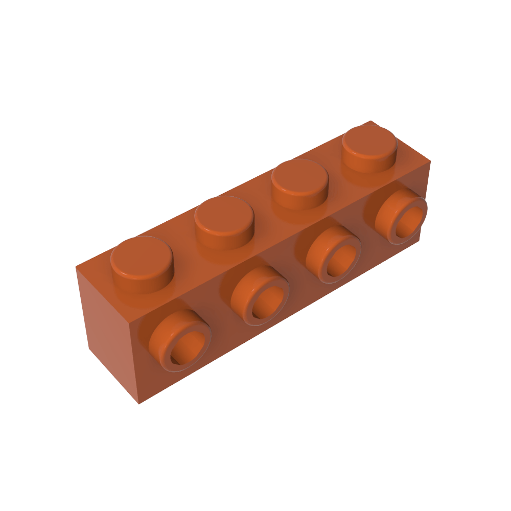 Ladrillo especial 1 x 4 con 4 montantes en un lado-MyGobricksEs
