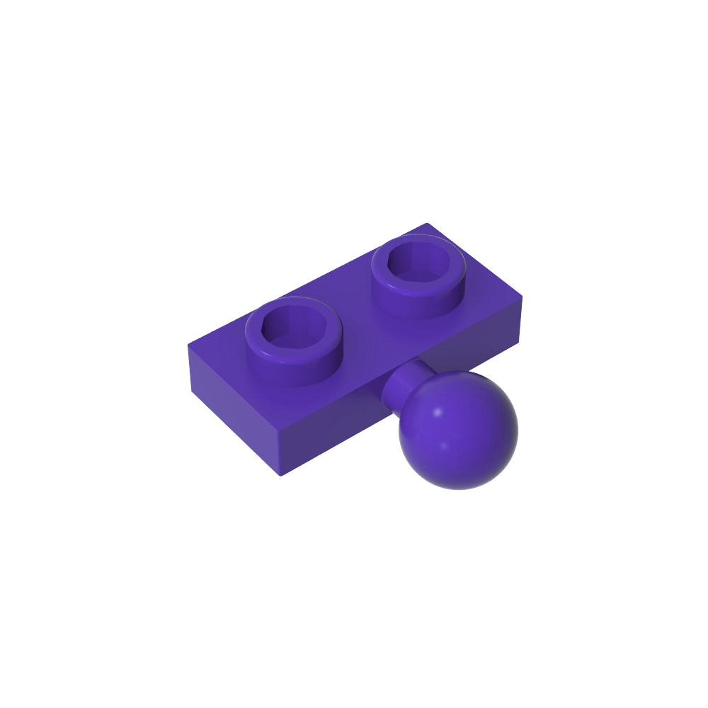 Placa especial 1 x 2 con bola de remolque central lateral de 5,9 mm-MyGobricksEs
