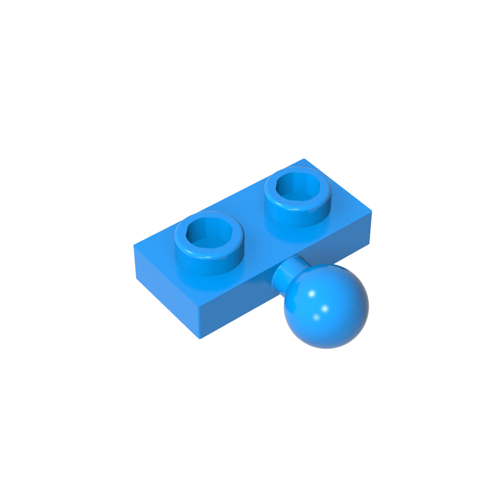 Placa especial 1 x 2 con bola de remolque central lateral de 5,9 mm-MyGobricksEs