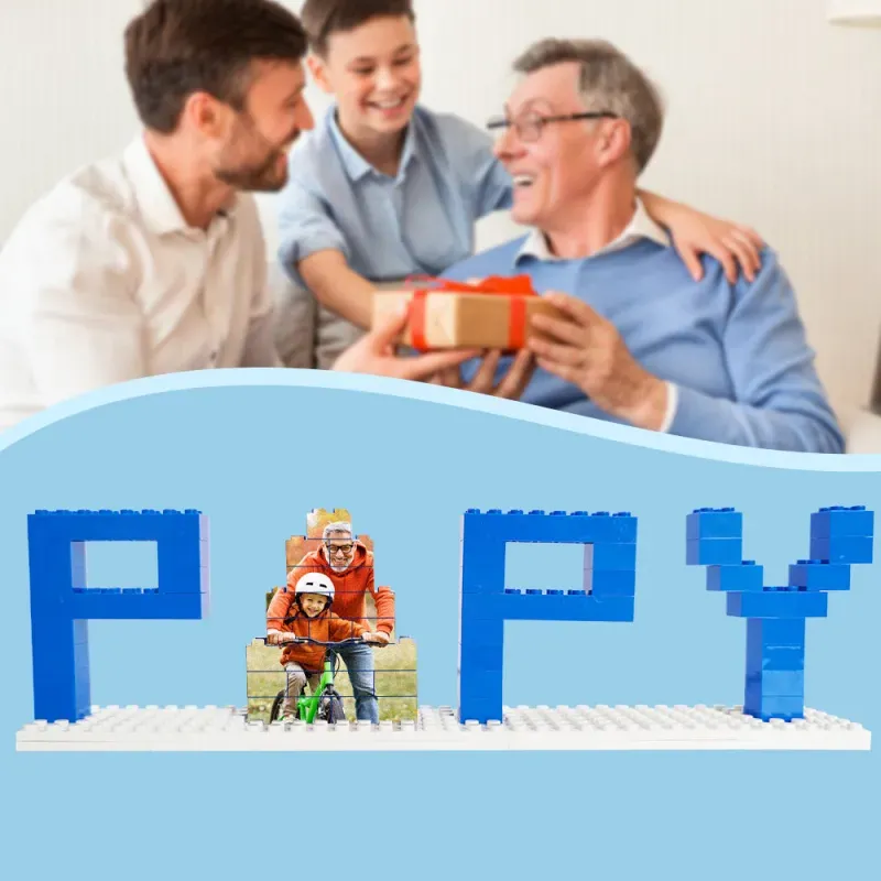 Ladrillos de construcción personalizados con fotos de Papy, bloques de rompecabezas con fotos, los mejores regalos para el Día del Padre.