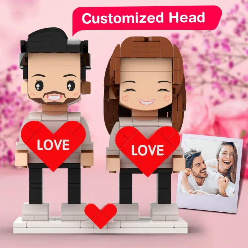 Figuras de ladrillos redondos a juego para parejas, personalizadas, regalo de San Valentín para enamorados.