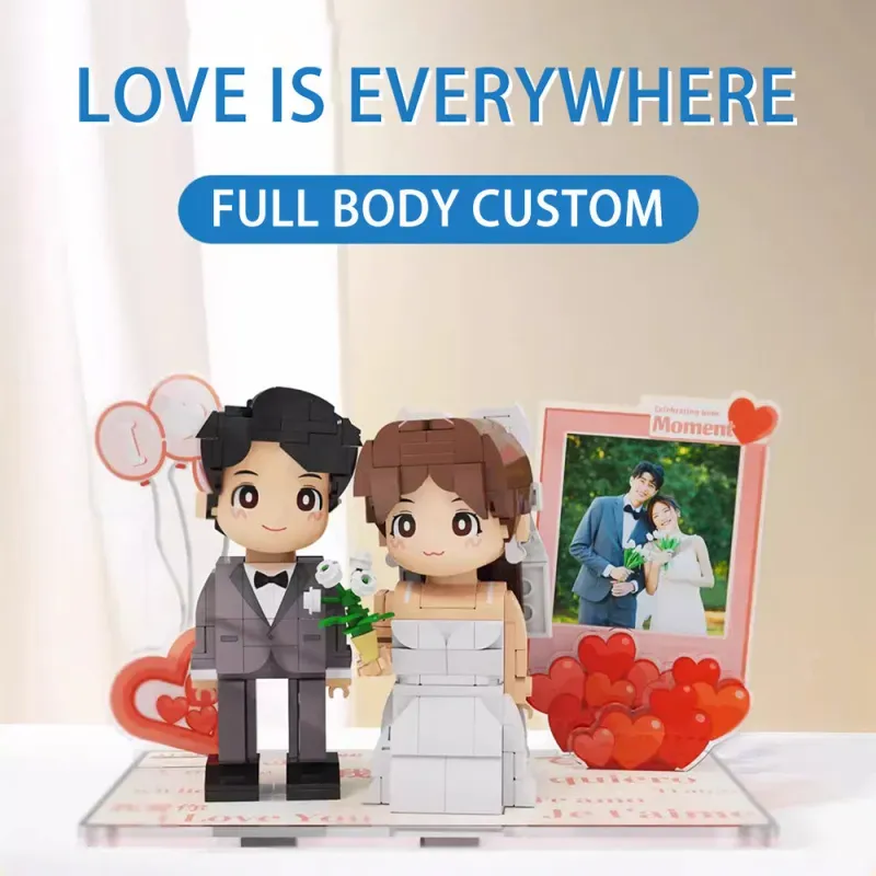 Figuras de ladrillos Duddu con foto personalizada, figuras de ladrillos DIY, regalos de cumpleaños y San Valentín