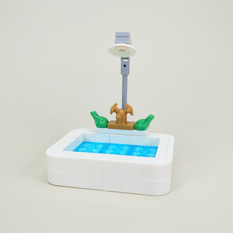 Conjunto de piezas MOC para muebles modernos, bloques de construcción de sofás, soportes de TV y muebles de decoración de interiores de partículas pequeñas, piezas y accesorios para decoración del hogar.