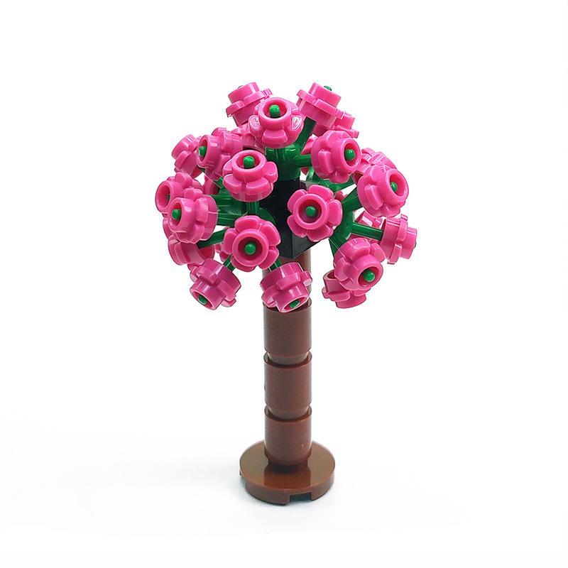 Conjunto de piezas para escena de jardín doméstico MOC, conjunto de bloques de construcción de flores y árboles, escena de patio de boda