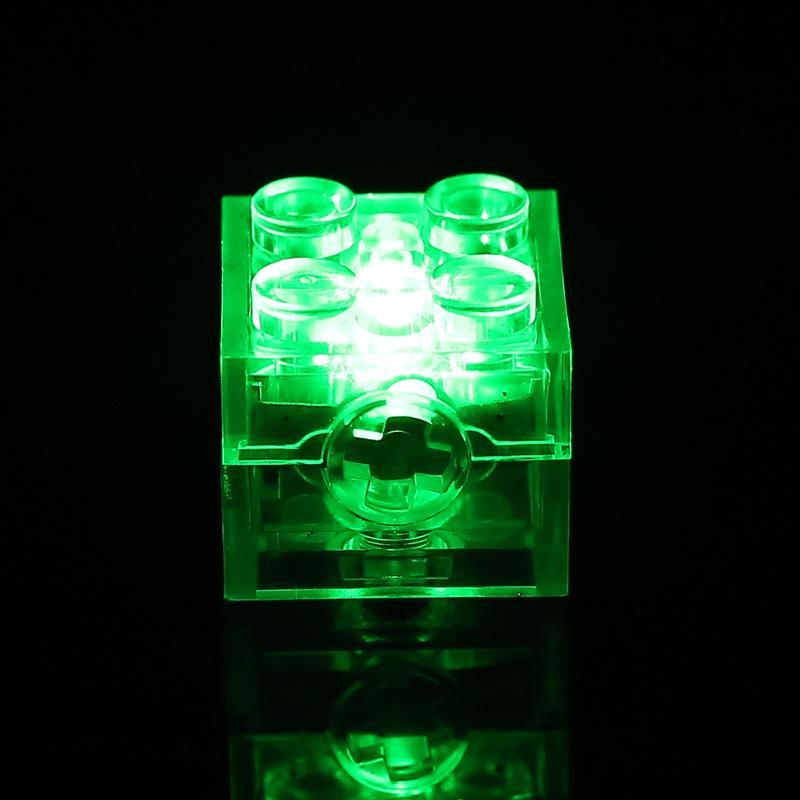 Accesorios de luz LED para ladrillos 2x2, compatibles con bloques de construcción de partículas pequeñas, luz LED multicolor intermitente.
