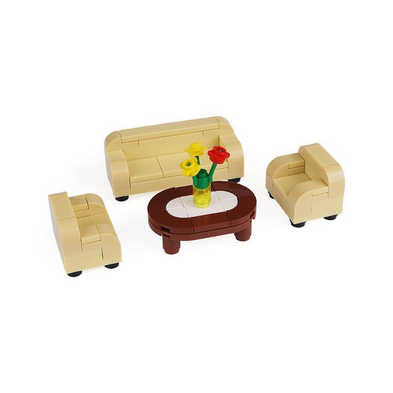 Conjunto de piezas MOC para muebles modernos, bloques de construcción de sofás, soportes de TV y muebles de decoración de interiores de partículas pequeñas, piezas y accesorios para decoración del hogar.