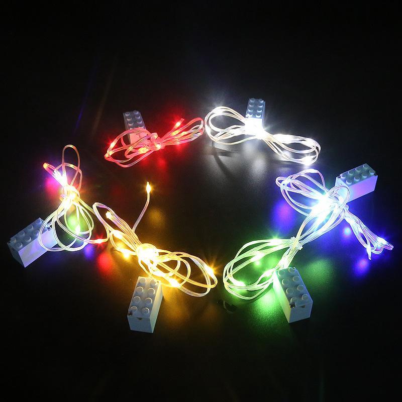 2 x 4 líneas de luz para bloques de construcción, líneas de luz LED de partículas pequeñas para decoración, accesorios de iluminación ambiental para juguetes de bloques de construcción