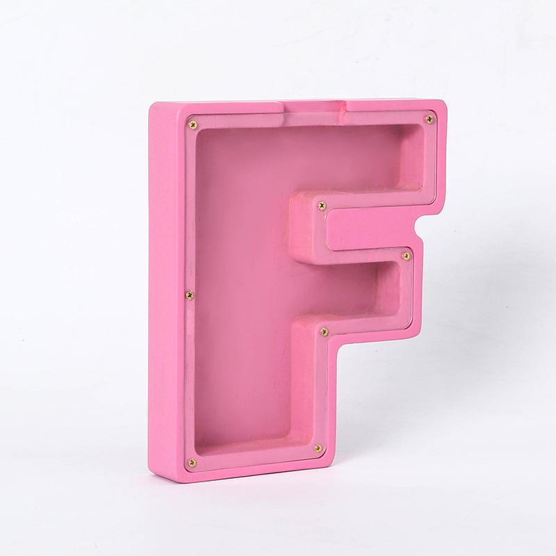 Hucha de madera con 26 letras en inglés, caja de almacenamiento de piezas de acrílico transparente, artículo especial para decoración de mesa de cumpleaños.