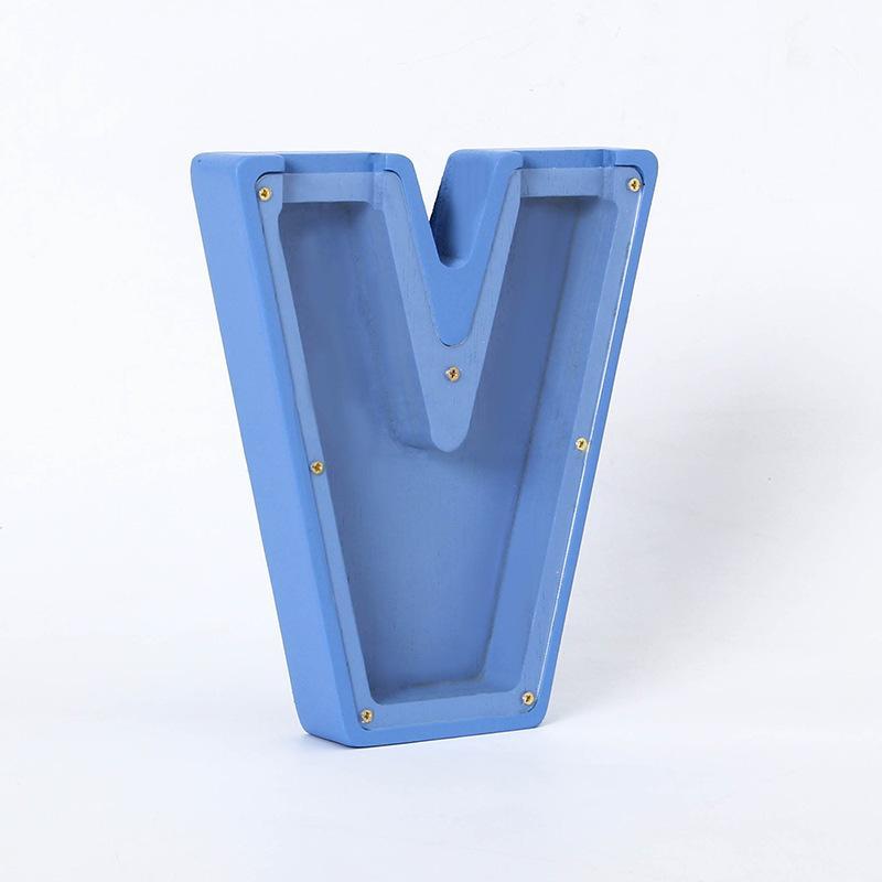 Hucha de madera con 26 letras en inglés, caja de almacenamiento de piezas de acrílico transparente, artículo especial para decoración de mesa de cumpleaños.