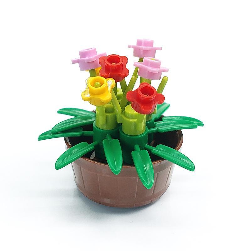 Piezas de bloques de construcción para jardín, compatibles con campos de flores y parterres de partículas pequeñas, juego de construcción de jardín botánico