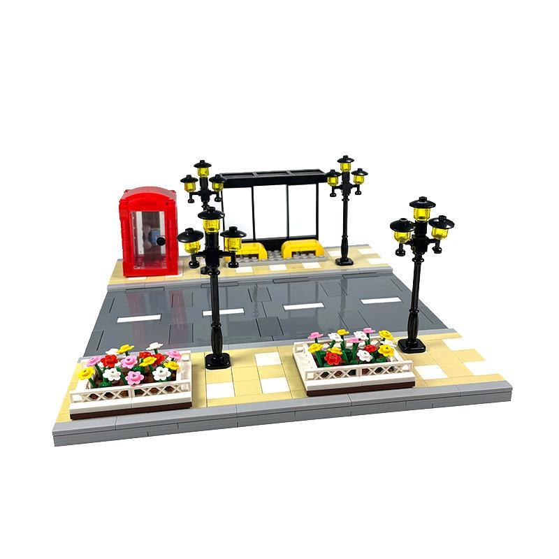 Bloques de construcción de partículas pequeñas compatibles con MOC, juego de bloques de construcción de escenas urbanas, placa base de carretera, piezas de placa de autopista de escenas urbanas