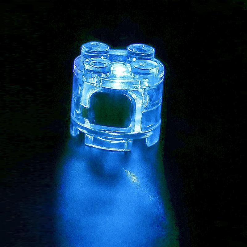 Lámpara circular de bloques de construcción 2x2, compatible con piezas de bloques de construcción de partículas pequeñas, luz LED multicolor intermitente, accesorio de juguete.