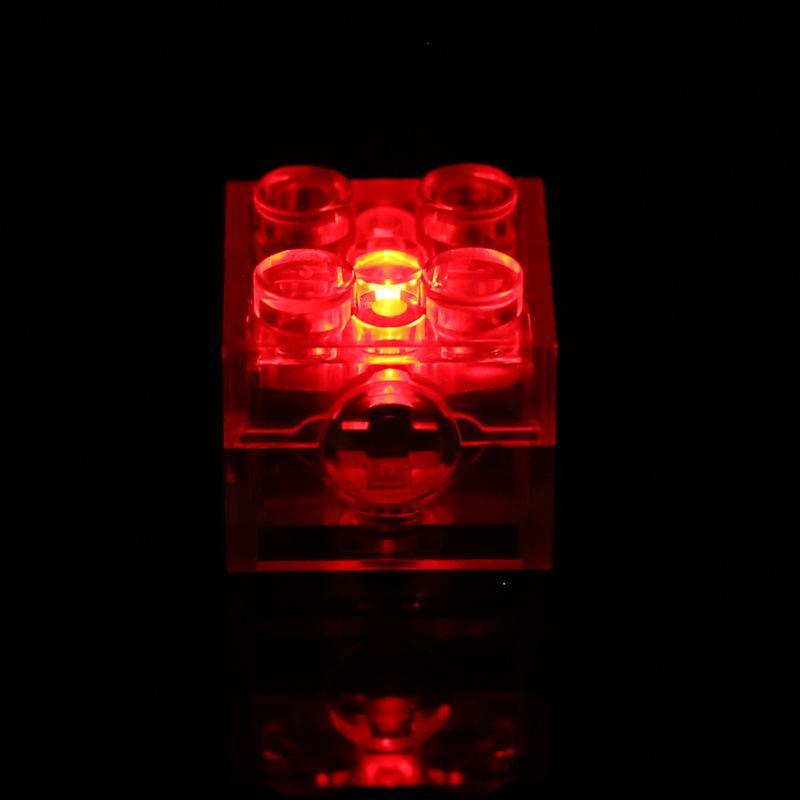 Accesorios de luz LED para ladrillos 2x2, compatibles con bloques de construcción de partículas pequeñas, luz LED multicolor intermitente.