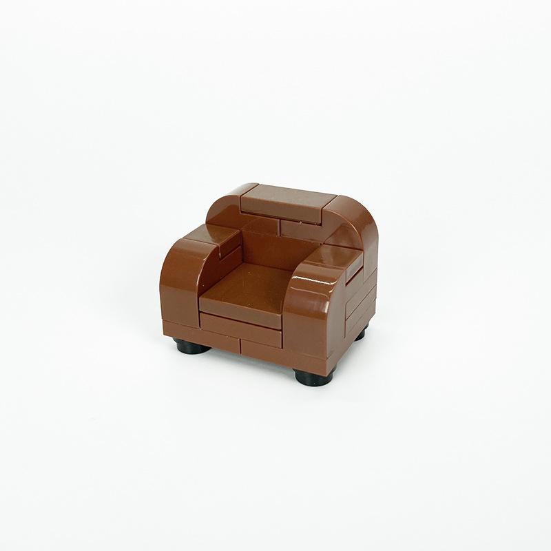 Conjunto de piezas MOC para muebles modernos, bloques de construcción de sofás, soportes de TV y muebles de decoración de interiores de partículas pequeñas, piezas y accesorios para decoración del hogar.
