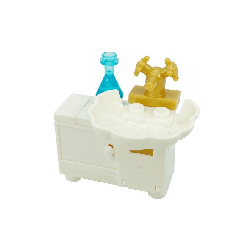 Conjunto de piezas MOC para muebles modernos, bloques de construcción de sofás, soportes de TV y muebles de decoración de interiores de partículas pequeñas, piezas y accesorios para decoración del hogar.