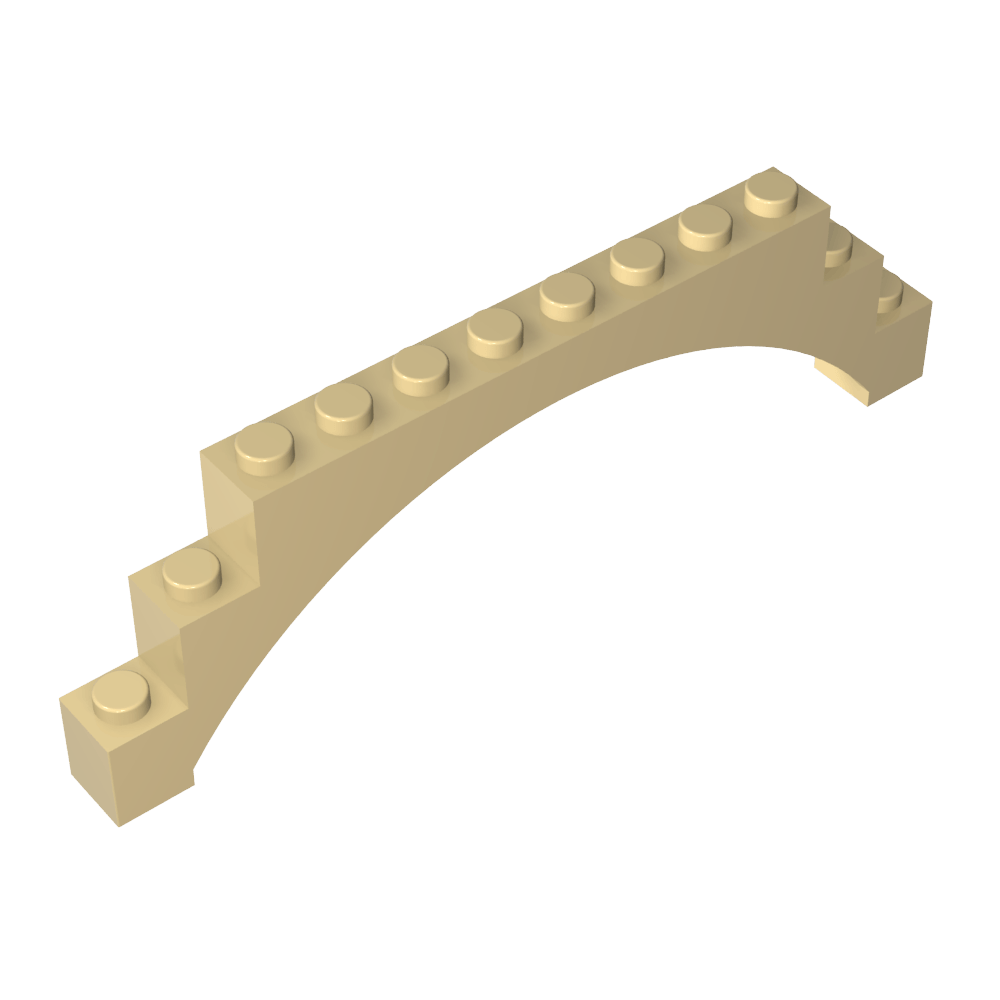 Arco de ladrillo 1 x 12 x 3 Arco elevado con 5 soportes transversales-MyGobricksEs