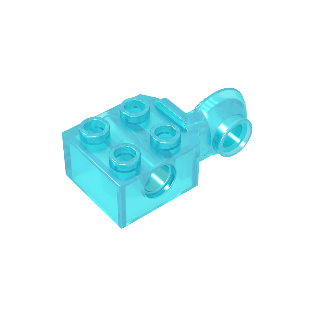Bloque técnico especial 2 x 2 con orificio para pasador y articulación giratoria con media bola [lado vertical]-MyGobricksEs
