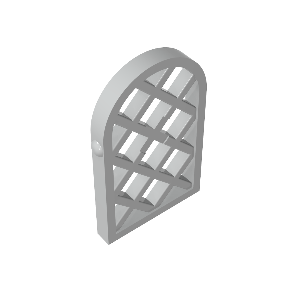 Ventana de 1 x 2 x 2 2/3 paneles enrejados en forma de diamante con parte superior redondeada-MyGobricksEs