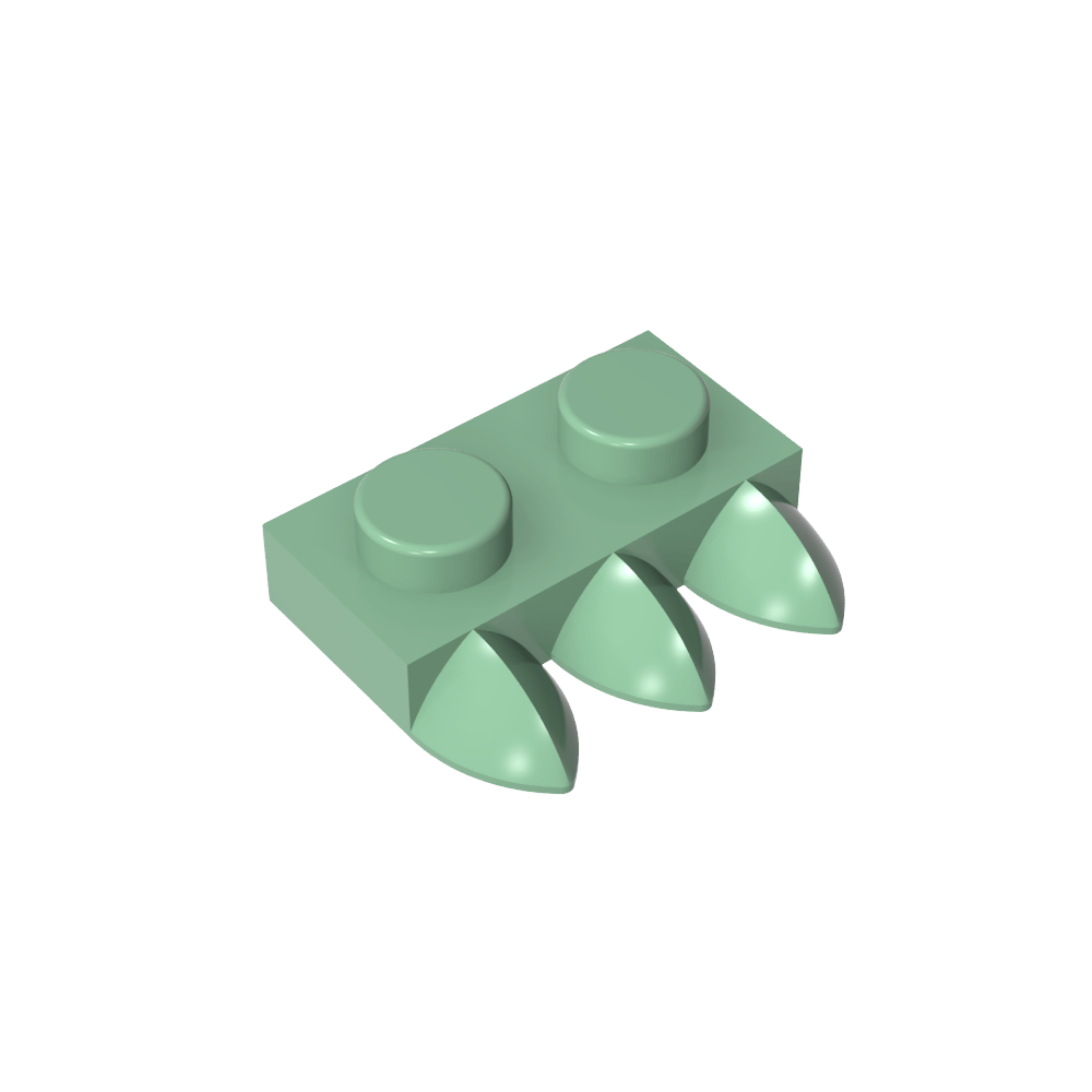 Placa especial 1 x 2 con tres dientes [Tri-Tooth]-MyGobricksEs