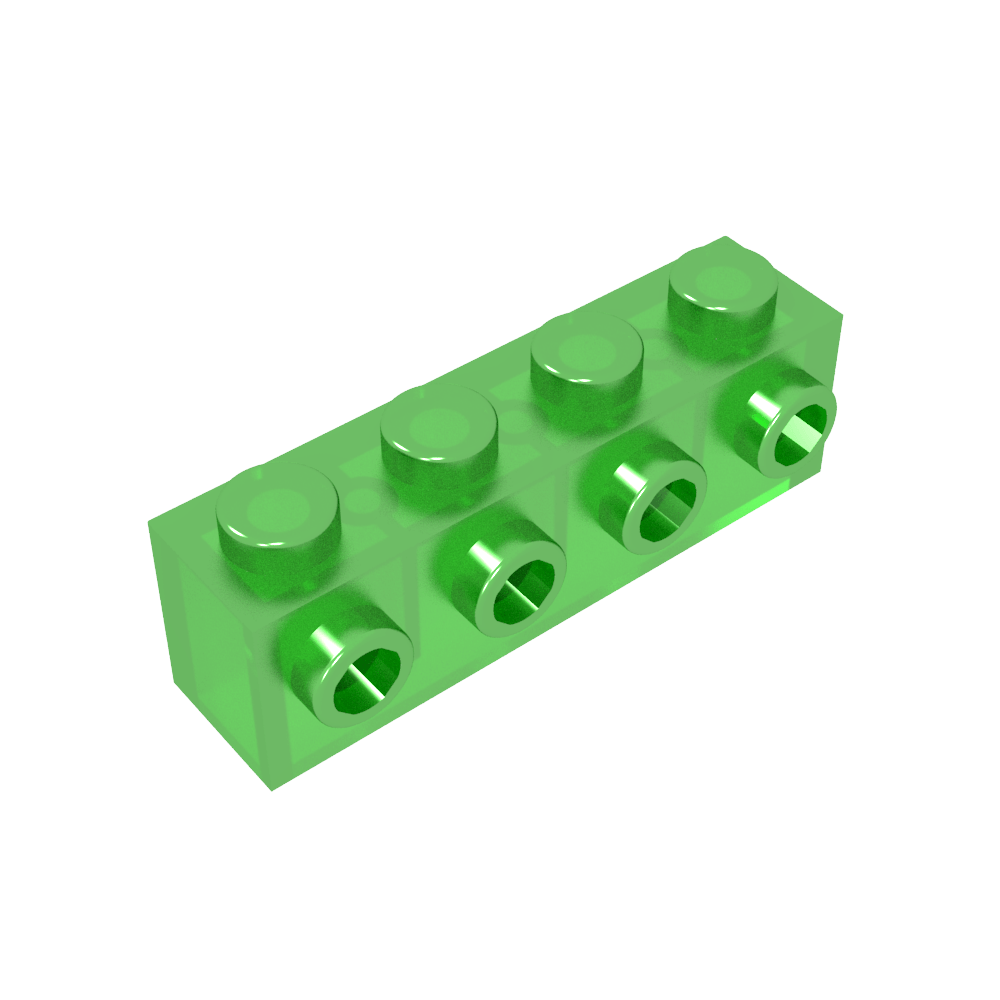 Ladrillo especial 1 x 4 con 4 montantes en un lado-MyGobricksEs