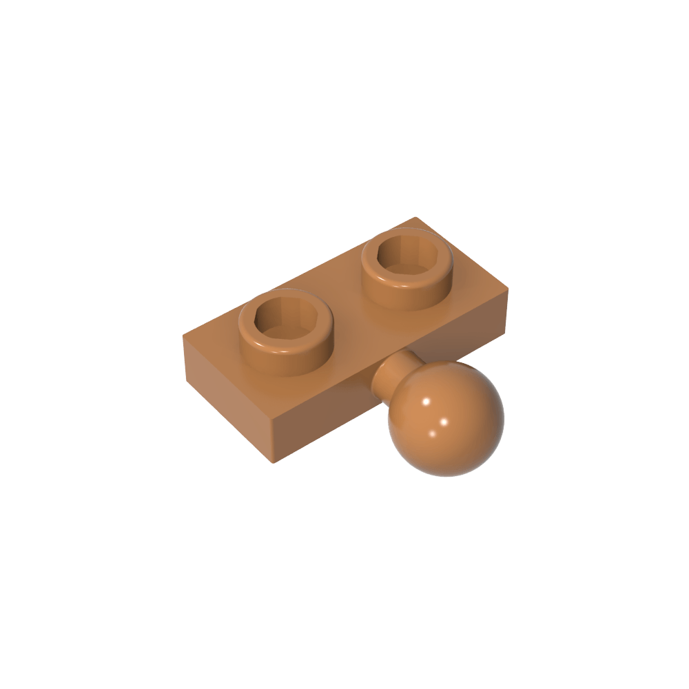 Placa especial 1 x 2 con bola de remolque central lateral de 5,9 mm-MyGobricksEs