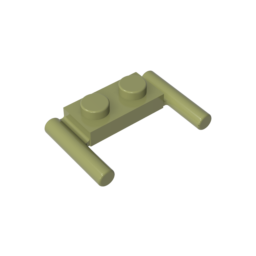 Plato especial 1 x 2 con asas [Extremos planos/Fijación baja]-MyGobricksEs