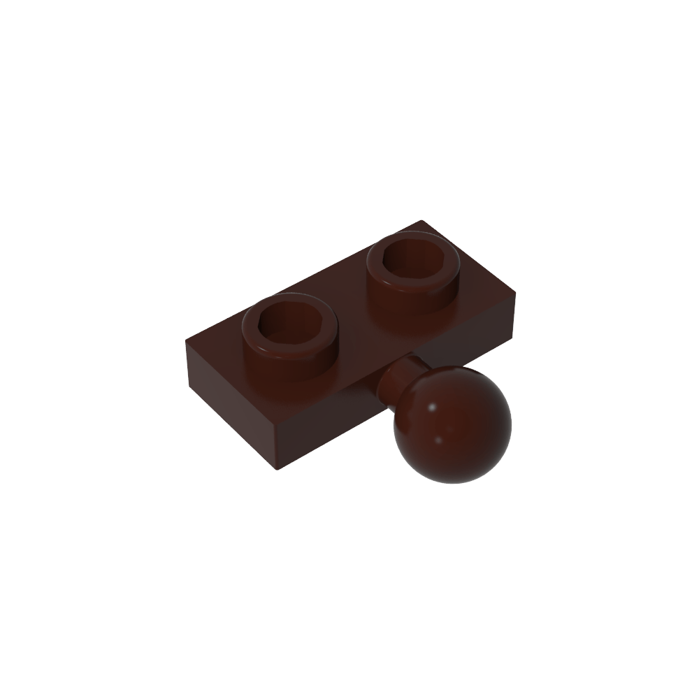 Placa especial 1 x 2 con bola de remolque central lateral de 5,9 mm-MyGobricksEs