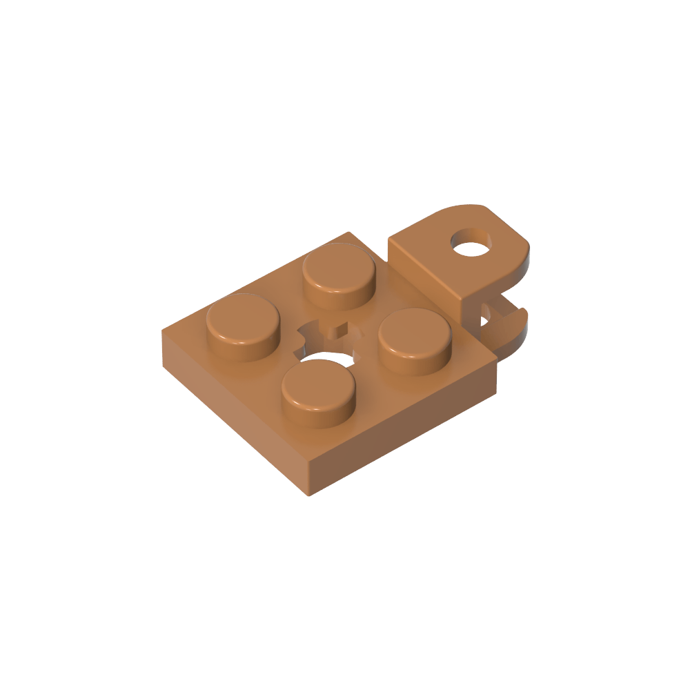 Placa especial 2 x 2 con zócalo de bola de remolque, corta, aplanada con agujeros y orificio para eje en el centro-MyGobricksEs
