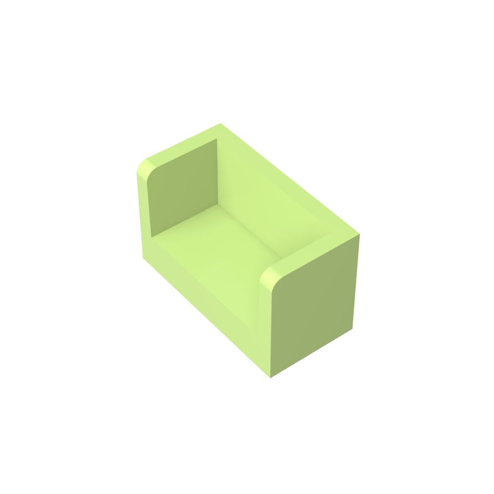 Panel 1 x 2 x 1 con esquinas redondeadas y 2 lados-MyGobricksEs