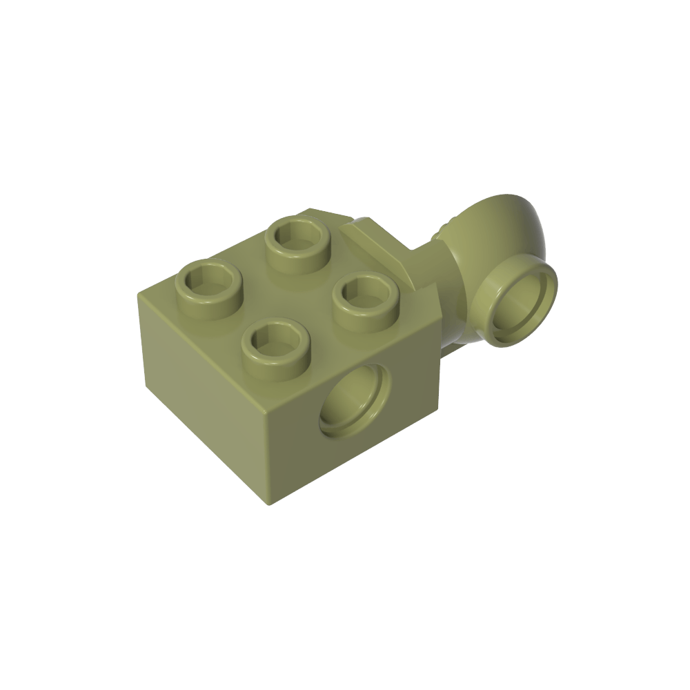Bloque técnico especial 2 x 2 con orificio para pasador y articulación giratoria con media bola [lado vertical]-MyGobricksEs