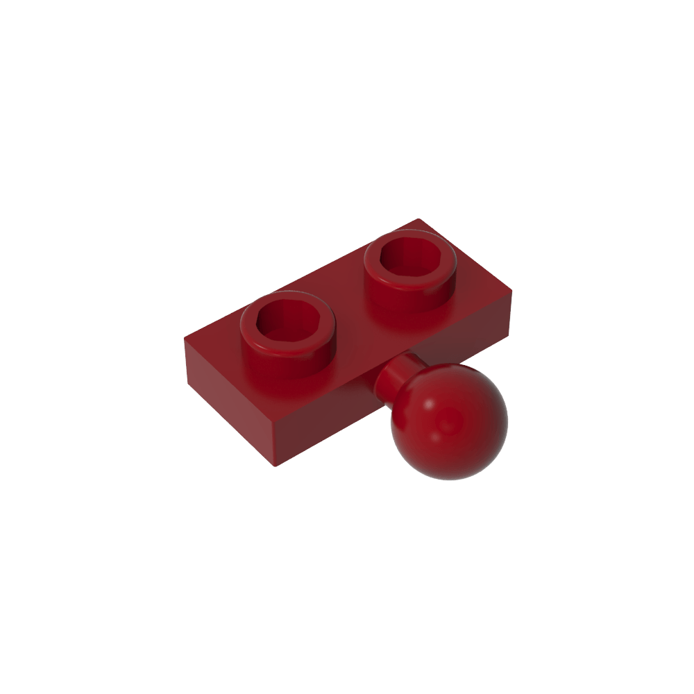 Placa especial 1 x 2 con bola de remolque central lateral de 5,9 mm-MyGobricksEs