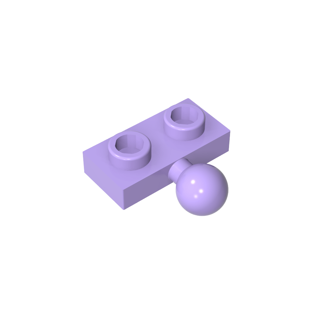 Placa especial 1 x 2 con bola de remolque central lateral de 5,9 mm-MyGobricksEs