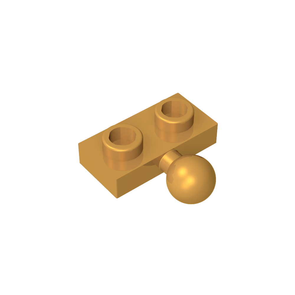 Placa especial 1 x 2 con bola de remolque central lateral de 5,9 mm-MyGobricksEs