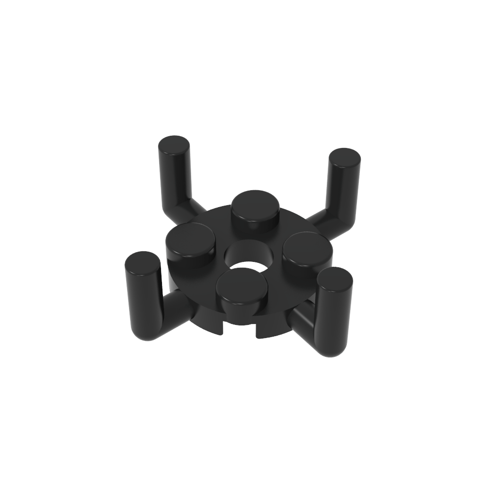 Plato Redondo 2 x 2 con Pin Hole y 4 Brazos Arriba-MyGobricksEs
