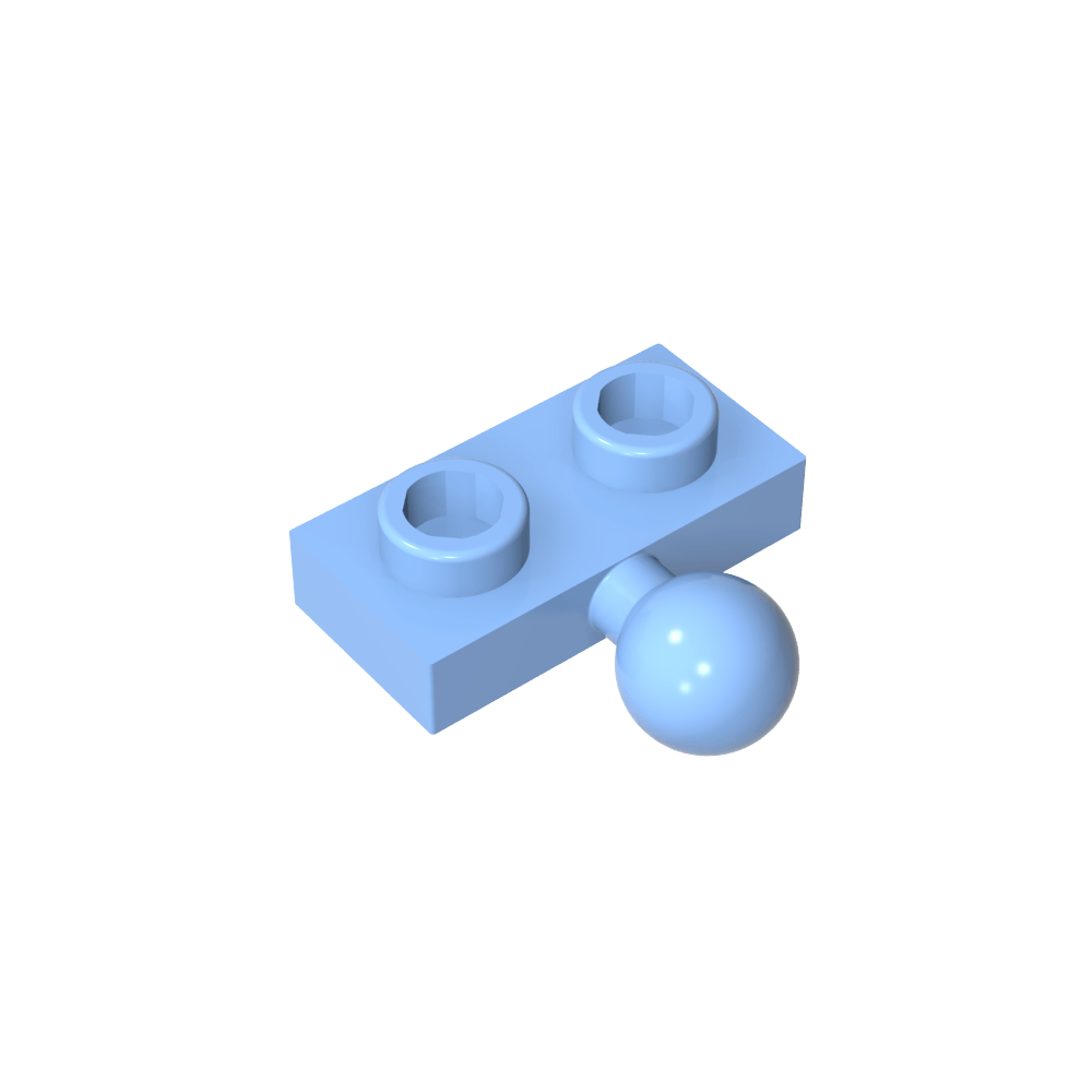 Placa especial 1 x 2 con bola de remolque central lateral de 5,9 mm-MyGobricksEs