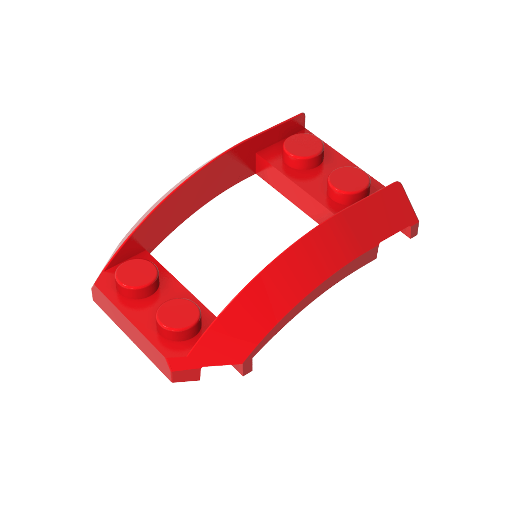 Paso de rueda, cuña 4 x 3 abierta con recorte y cuatro pernos-MyGobricksEs